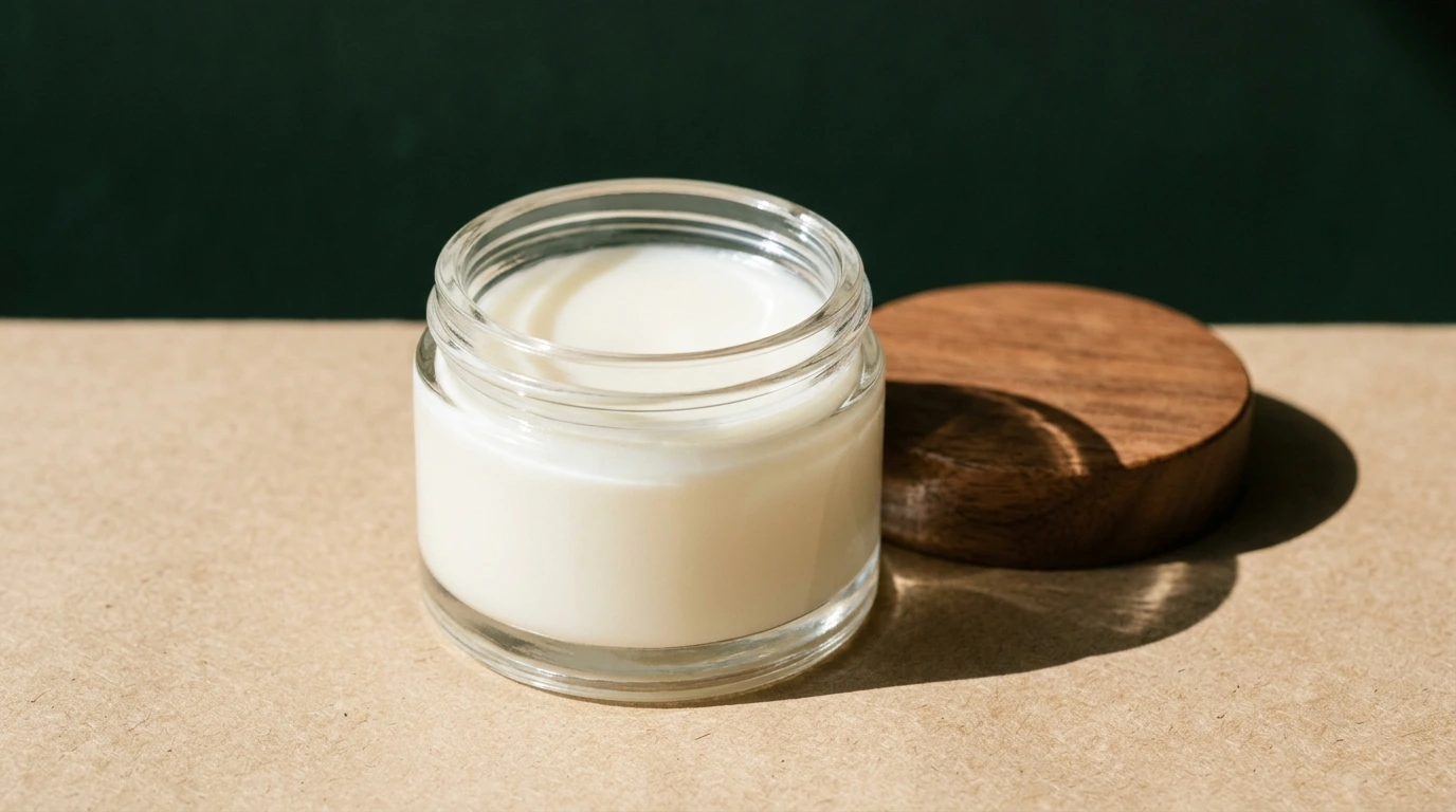 Baume déodorant en pot ouvert, surface lisse